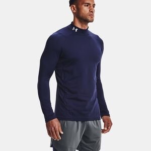 Under Armour Men's ColdGear Armour Fitted Mock Neck Long Sleeve Shirt Blue